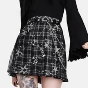 DARK IN LOVE Mini Plaid Skirt KILT GOTH WHIMSY STARS Small S thumbnail 7