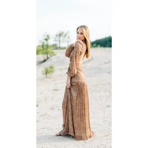 Gianni Bini Hazel‎ Metallic Chiffon Bronze Cutout Maxi Dress Size 2 NWT thumbnail 6