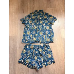 Mara Intimite Navy Tropics Tree Pajamas‎ Set Summer Resort Made in Peru thumbnail 3