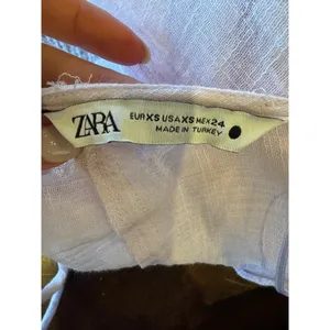 Zara Shirt Women‎ XS Purple Lilac Sheer Raw Seam Detail Tie Neck Open Back Top thumbnail 11