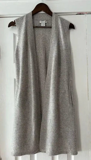 Adrienne Vittadini Light Gray Open Front Cashmere Cardigan‎ Size Small EUC thumbnail 1