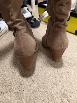 Universal Thread Taupe Suede Slouch Mid-Calf Block Heel Boots thumbnail 4