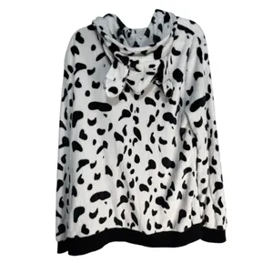 Arvil Hill Dalmatian Print Fleece Hoodie‎ Zip Up Women's XL Black White Cozy thumbnail 8