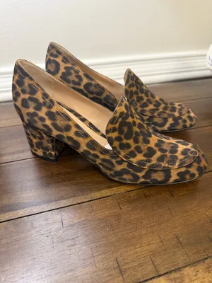 Gianvito Rossi Leopard Print Suede Block Heel Loafer Pumps Size 38 thumbnail 6