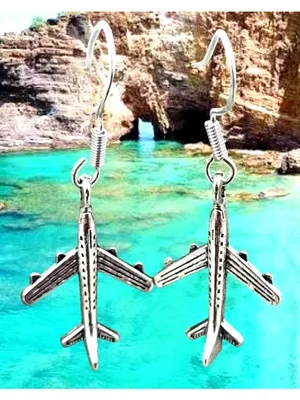 Airplane Earrings New Flight Attendant Gulfstream Aviation Travel Dangle Hooks thumbnail 6