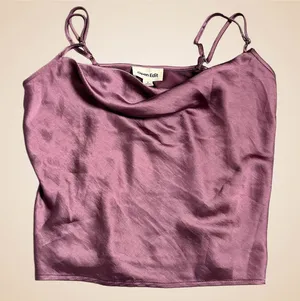 Open Edit Burgundy Satin Cami Crop Top S 🍷 thumbnail 1