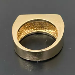 Vintage 18KGE Gold Electroplated Pave Baguette Clear Stones Flat Top Unisex Ring thumbnail 5