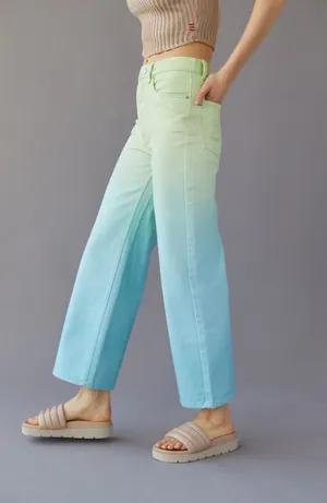 Urban Outfitters BDG High Wide‎ Relaxed Jean Ombre Green Blue 29 Waist thumbnail 1