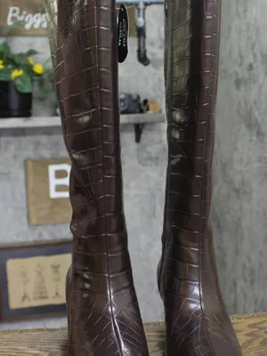 NWT INC International Concepts Knee High Boots Kitten Heel Brown Croc 8M thumbnail 8