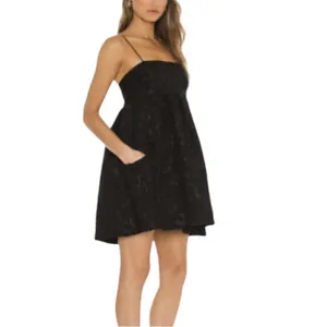Line & Dot Delilah Mini Dress Black Jacquard Satin Tie XS NWT thumbnail 2