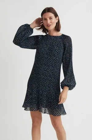 Madewell Crinkle Georgette Mini Dress in Floral Blue Large thumbnail 2