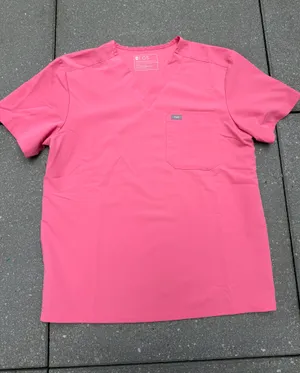 FIGS Leon Men’s Large Pink FIONx Scrub Top NWOT Hidden Pocket thumbnail 1