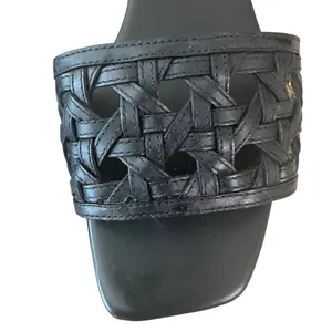 Tory Burch Basketweave Leather Clogs Black Wood Platform‎ 9 thumbnail 12