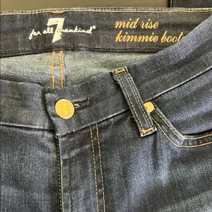 7 For All Mankind Dark Indigo Mid Rise Kimmie Boot Jeans thumbnail 3