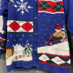 Vtg Croft & Barrow Hand Knit Holiday Christmas Winter Cardigan Size Small‎ thumbnail 2