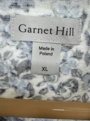 Garnet Hill Blue Green Floral Pajama set organic cotton long sleeve pants L/XL thumbnail 13