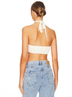 Revolve | WeWoreWhat | Tie Halter Bra Top in Ivory Size XS thumbnail 2
