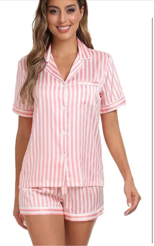 Satin Stripped Pajamas Pink thumbnail 1