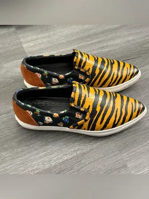 Coach C103 Tiger Print Floral Pointed Toe Slip On Sneakers 6.5 thumbnail 2