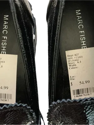 Marc fisher women’s Louann loafer shoes black patent leather chunky silver charm thumbnail 3