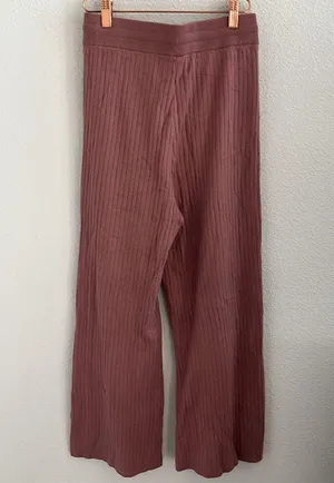 Victoria's Secret Pink Ribbed Crop Wide Leg Lounge Cozy Pants Pink Mauve XS thumbnail 2