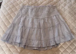 Francesca’s Blue and white stripped skirt with gold accents thumbnail 4