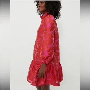 NWT Tuckernuck Palmerston Dress in Red Fil Coupe thumbnail 3