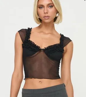 Princess Polly Top Black Things Change  thumbnail 5