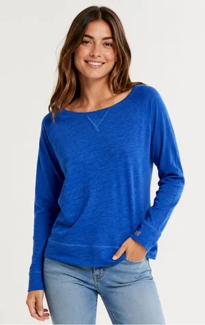 Hollister Blue Long Sleeve Top Womens Small Scoop Neck Raglan Casual Shirt‎ thumbnail 1