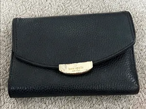 Kate Spade Black Wallet pebbled wallet with Gold Accent thumbnail 1