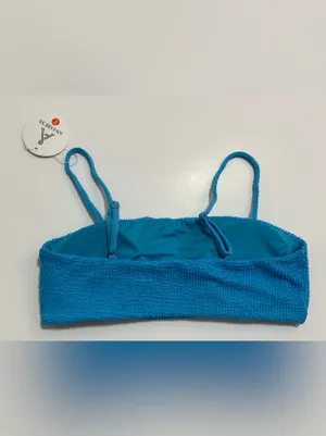 Anabess Blue Textured Bandeau Bikini Top - Blue thumbnail 2