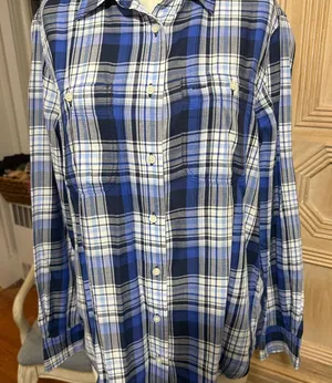 Ralph Lauren Men's Blue and Black Plaid Shirt thumbnail 1