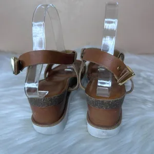 Diba True Metallic & Brown Leather Strappy Sandals Size 9.5 thumbnail 3