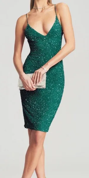 Retrofête Billie sequin-embellished midi dress Emerald Green Size S New thumbnail 1