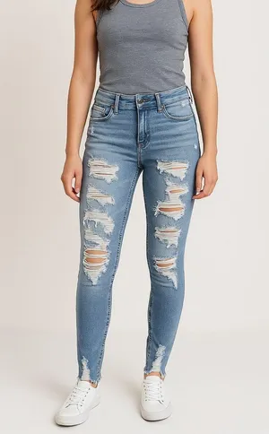 American Eagle Next Level Stretch Distressed Skinny Jeans Light Wash Size 0 thumbnail 1