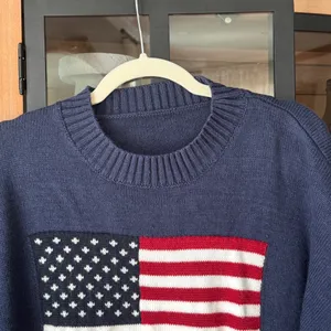 Amazon USA flag navy sweater knit ribbed brandy nico american oversized Ralph lauren thumbnail 2
