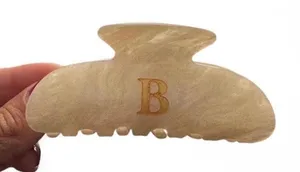 B Initial Hair Clip Tan thumbnail 1