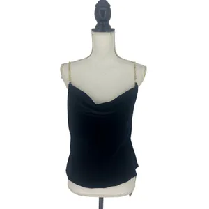 Reformation‎ Rori Velvet Cowl Neck Cami Top Black Size Small NWT thumbnail 2