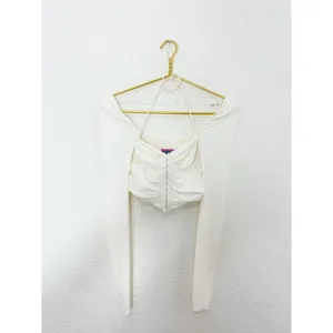 Edkited White Ruched Corset Bustier Top Size Small Long Sleeve Going Out Sexy thumbnail 3