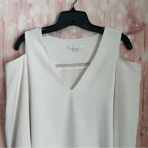 Cooper & Ella White V Neck Cold Shoulder Long Sleeve Double Layer Blouse Size M thumbnail 3