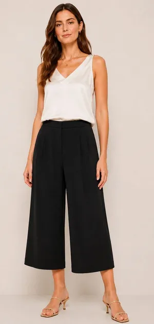 Babaton Aritzia Black Wide Leg Capri Trouser Pants Women's Size 2 Travel Career thumbnail 1