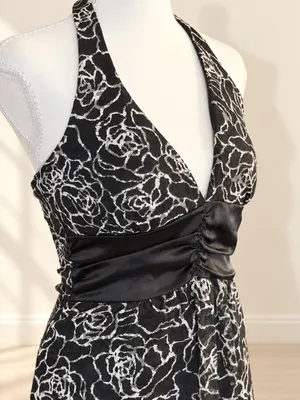 Taboo Y2K Floral Lace Halter Dress Small thumbnail 2