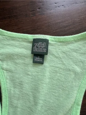 Wild Fable Neon Green Racerback Tank Top with Buttons and Raw Hem Size S thumbnail 4