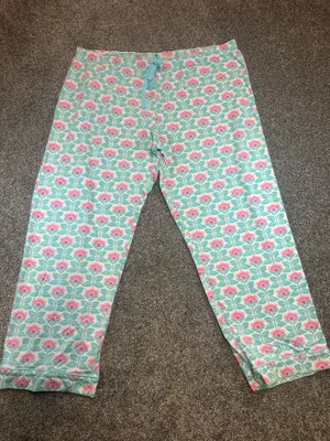 PajamaGram Floral Cotton Pajama Set Aqua Pink Women’s XL thumbnail 10