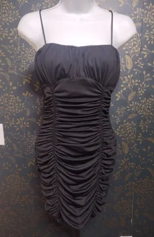 superdown Black Ruched Spaghetti-Strap Mini Dress thumbnail 1