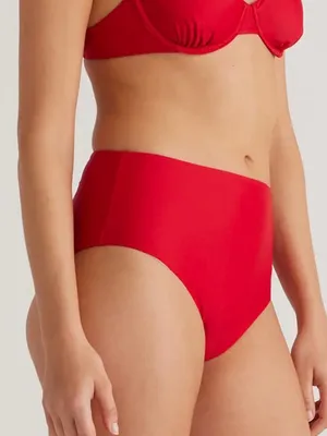 Quince Italian High Waisted Bikini Bottoms Cherry Red Size Small thumbnail 1