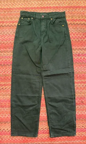 MOTEL DENIM Dark Green Straight-Leg Pants thumbnail 1