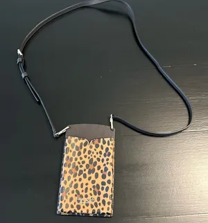 Kate Spade Leopard Spencer Slim Phone‎ Crossbody Bag Saffiano Leather Brown thumbnail 1