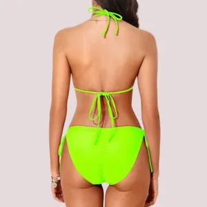 NWT‎ Neon Green Triangle Tie Bikini Set thumbnail 2