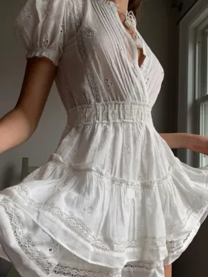 Aritzia Sunday Best Brier White Eyelet Lace Dress in Medium thumbnail 4